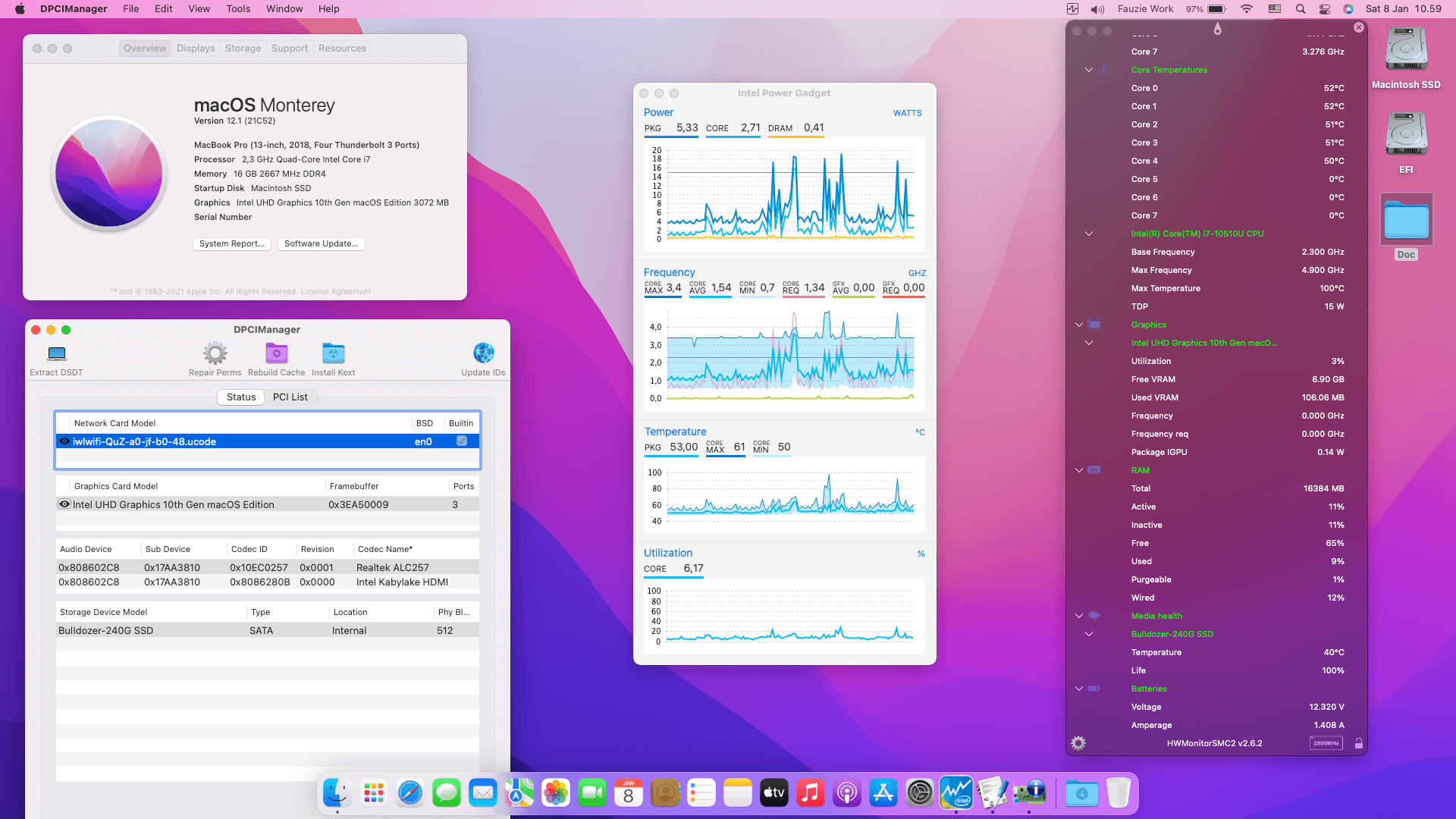 Success Hackintosh macOS Monterey 12.1 Build 21C52 in Lenovo IdeaPad Flex 15IML